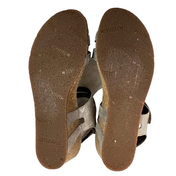 Mephisto Air Relax Wedge Sport Sandals  Womens 40 / 9.5  Beige w Rhinestones - Picture 8 of 11